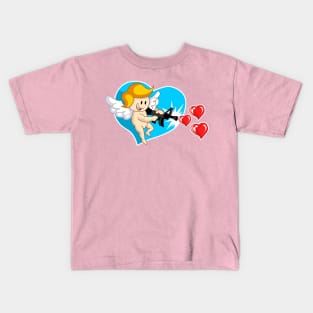 Kawaii Angel with Hearts Machine Gun for Valentine's Day Kids T-Shirt